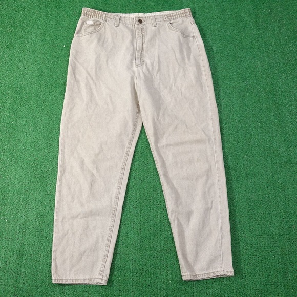 VINTAGE LEE BEIGE USA MADE DENIM JEANS WOMENS SIZE 16 PET (34X28) 80s 90s - Picture 3 of 12